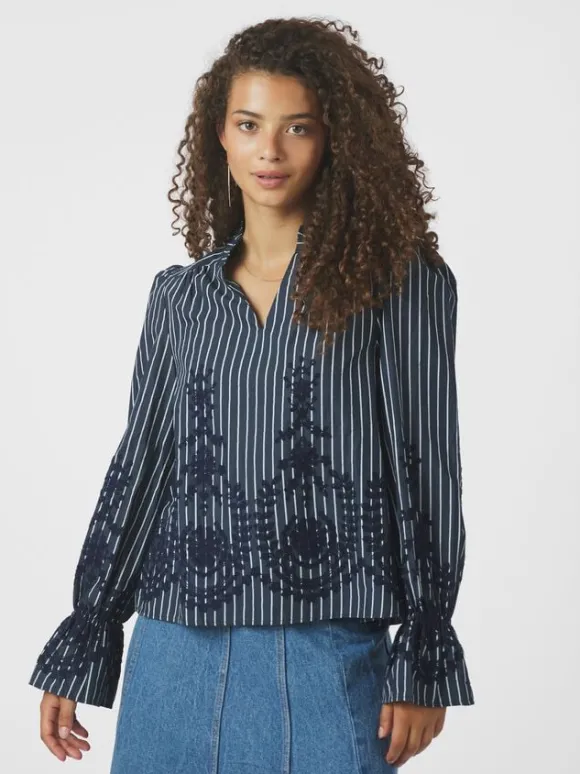 Amara Stripe Emb Blouse