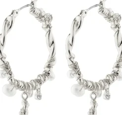 ANA pearl & crystal hoops silver-plated
