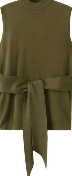 Belted knitted waistcoat