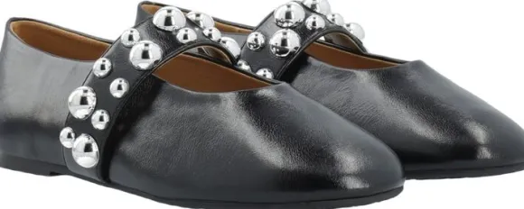 BIALUNA Studded Ballet Flat Faux Leather