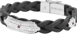 Braided Leather Bracelet with Sterling Silver Detail