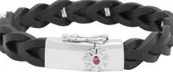 Braided Leather Bracelet with Sterling Silver Detail