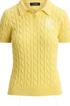 Cable-Knit Cotton Polo Sweater