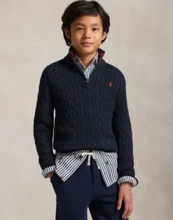 Cable-Knit Cotton Quarter-Zip Sweater