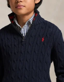 Cable-Knit Cotton Quarter-Zip Sweater