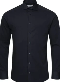 Contemporary Fit Navy Blue Solid Four-Flex Stretch Shirt