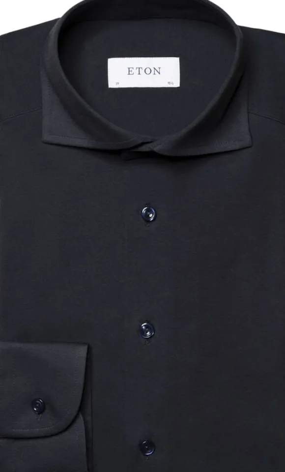 Contemporary Fit Navy Blue Solid Four-Flex Stretch Shirt