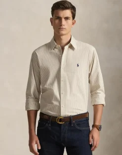 Custom Fit Striped Stretch Poplin Shirt