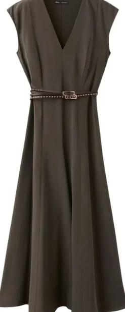 Double-belt A-line dress