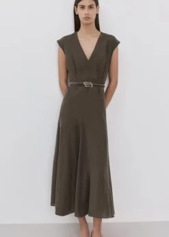 Double-belt A-line dress