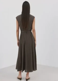 Double-belt A-line dress
