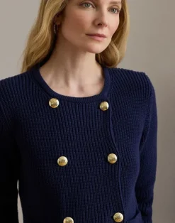 Double-Breasted Cotton Sweater Jacket