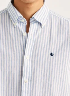 Douglas Linen Stripe Shirt-Classic Fit