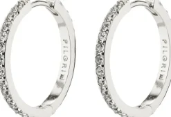 EBNA medium crystal hoops silver-plated