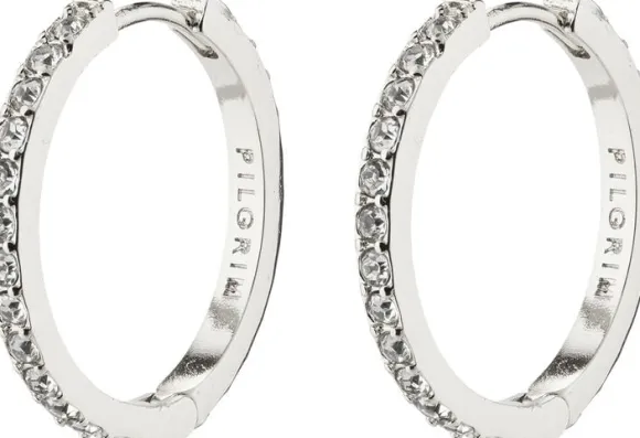 EBNA medium crystal hoops silver-plated