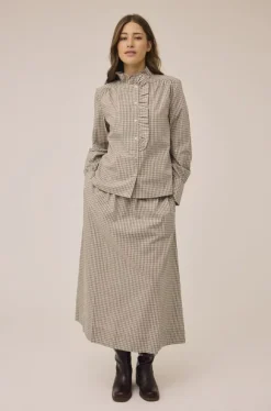 Ellen 4 Check Cotton Frill Shirt - 100% Cotton GOTS