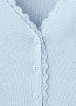 Fine knit cardigan with lace detail