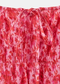 Floral-print pleated dress