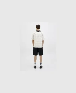 JCORETREAT AOP MESH OPEN COLLAR POL