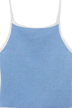 Knitted cotton blend top with contrasting trim