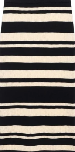 Knitted midi skirt with stripes