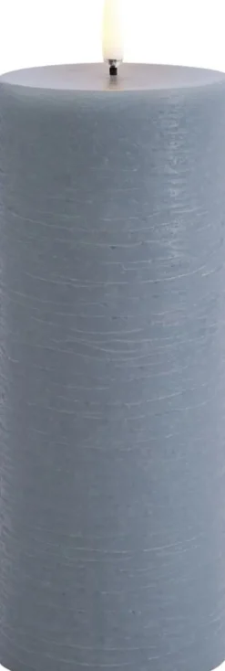 LED pillar candle, Hazy blue, Rustic, 7,8 x 20,3 cm (4/24)