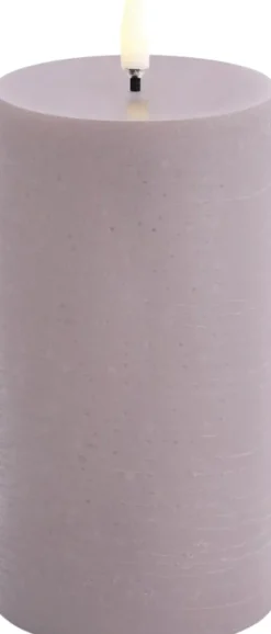 LED pillar candle, Light lavender, Rustic, 7,8 x 15,2 cm (4/24)