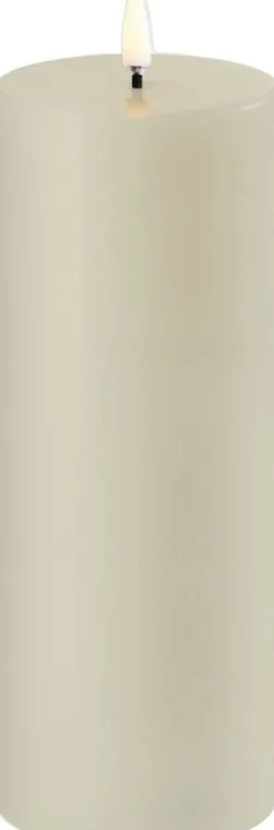 LED pillar candle, Oyster Grey, Smooth, 7,8x20 cm