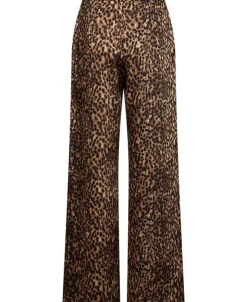Leopard-print satin trousers