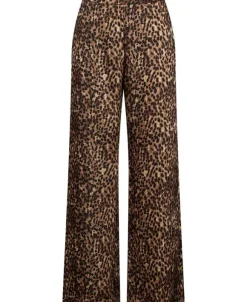Leopard-print satin trousers