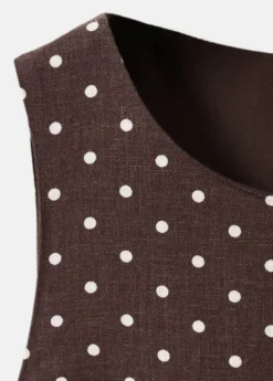 Linen jumpsuit with polka-dot belt