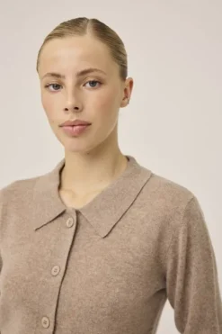 Mabel 15 Langærmede polo strikcardigan - 100% Cashmere