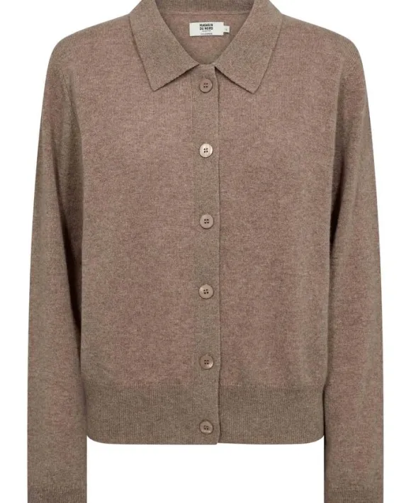 Mabel 15 Langærmede polo strikcardigan - 100% Cashmere