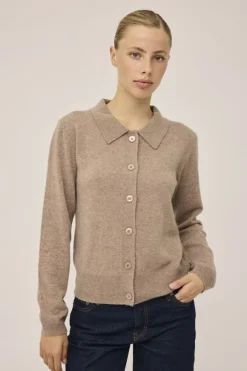 Mabel 15 Langærmede polo strikcardigan - 100% Cashmere