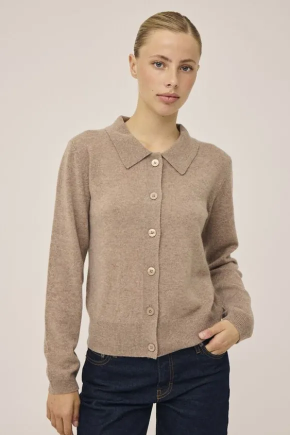 Mabel 15 Langærmede polo strikcardigan - 100% Cashmere