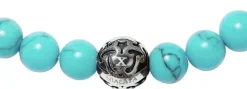 Men's Wristband with Turquoise and Silver