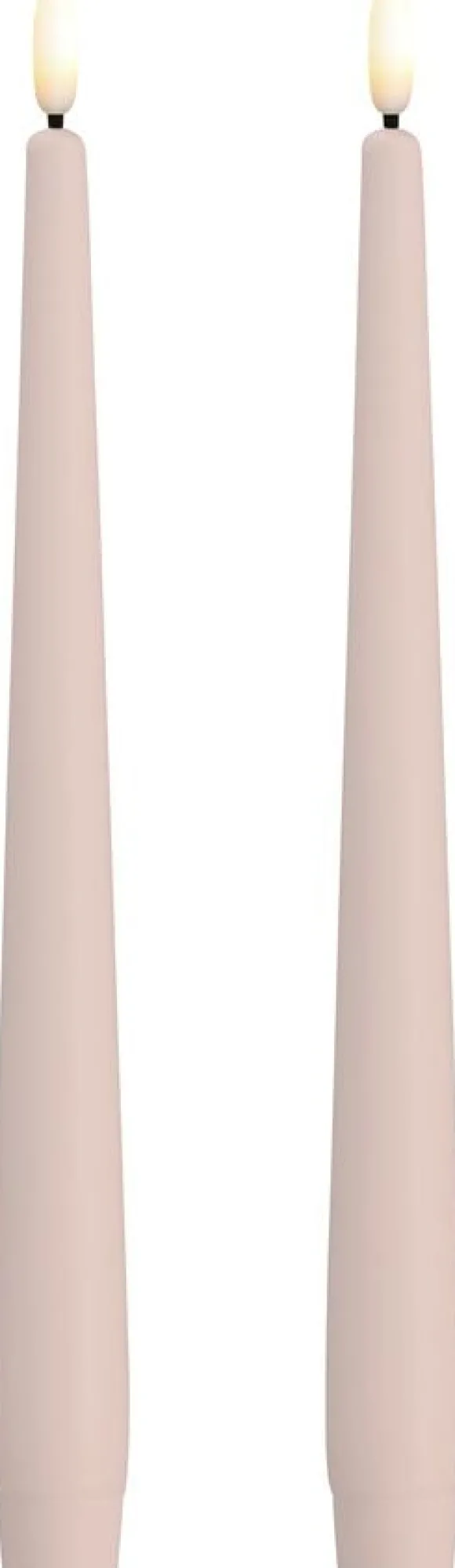 MM LED taper candle, Silk, Slim, Light rose, 2-pack, 23x250 mm