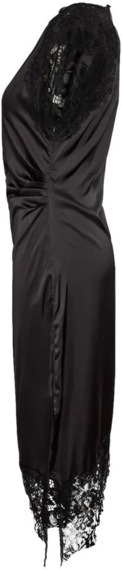 NMWREN S/S SATIN LACE LONG DRESS