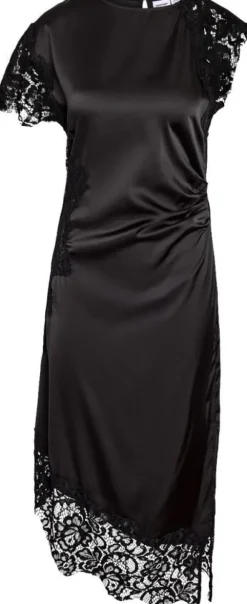 NMWREN S/S SATIN LACE LONG DRESS