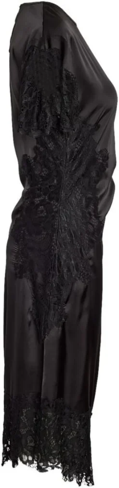 NMWREN S/S SATIN LACE LONG DRESS
