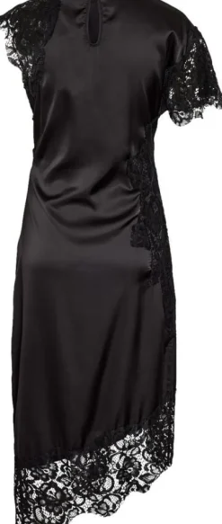 NMWREN S/S SATIN LACE LONG DRESS