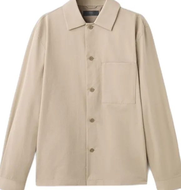 Non-iron overshirt pocket