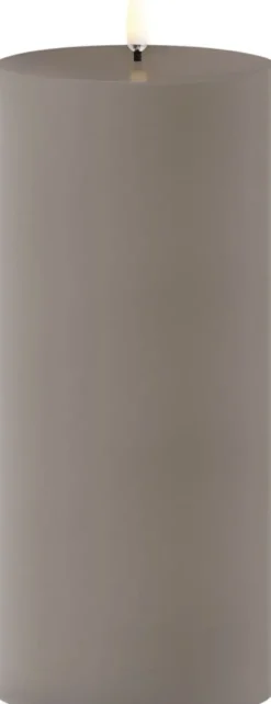 Outdoor LED pillar candle, Sandstone, 8,4x20 cm