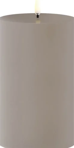 Outdoor LED pillar candle, Sandstone, 8,4x15 cm