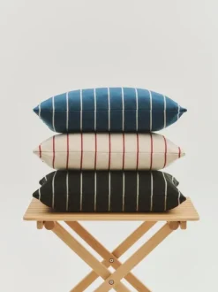 Outdoor Market Cushion - 45 x 35 - Beige with red stripe