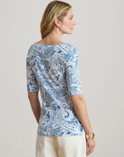 Paisley Stretch Cotton Boatneck Tee