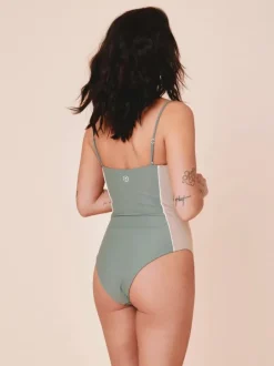 Penida Colorblock badedragt - Army/Sand