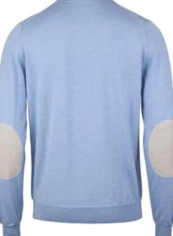 Pullover Knitted Crew Neck With Patch Merino Wool