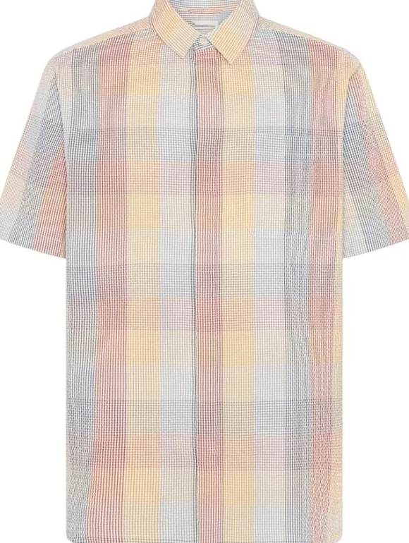 Relaxed seersucker short sleeve shirt
