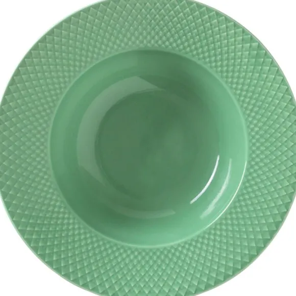 Rhombe Dyb tallerken Ø24,5 cm grøn porcelæn